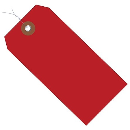 Bsc Preferred 6 1/4 x 3 1/8'' Red Plastic Shipping Tags - Pre-Wired, 100PK BUY00015829
